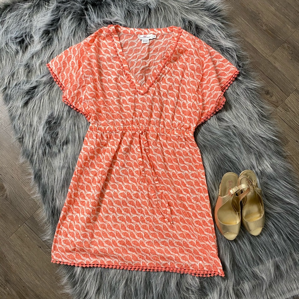 Vineyard Vines Orange Fish Print Dress